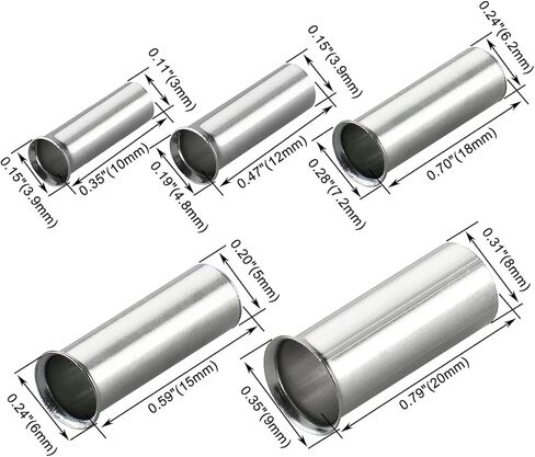 Baomain AWG 22/20 / 18/16 / 14 Long: 8mm Wire Copper Crimp Connector Non Insulated Ferrule Pin Cord End Terminal 500pcs in Saudi Arabia