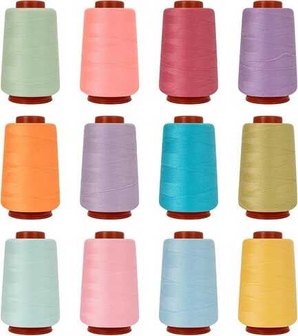 12PCS Sewing Thread Kit 30wt Spools,12 Colors,Assorted Colors Each 800 Yards of Polyester Threads for Sewing Hand and Machine,Stitching, Quilting, Serger (ZH-12PCSYMXBZ) in Kuwait