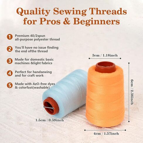 12PCS Sewing Thread Kit 30wt Spools,12 Colors,Assorted Colors Each 800 Yards of Polyester Threads for Sewing Hand and Machine,Stitching, Quilting, Serger (ZH-12PCSYMXBZ) in Kuwait