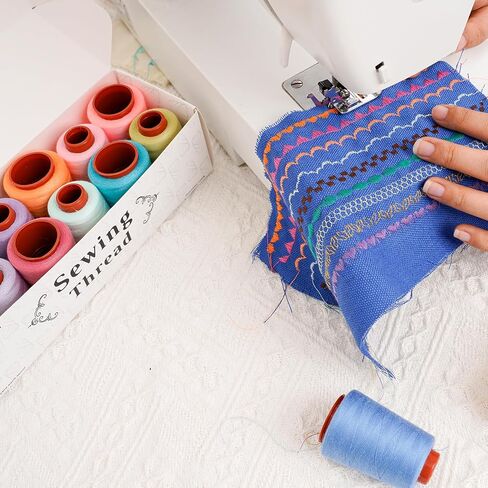 12PCS Sewing Thread Kit 30wt Spools,12 Colors,Assorted Colors Each 800 Yards of Polyester Threads for Sewing Hand and Machine,Stitching, Quilting, Serger (ZH-12PCSYMXBZ) in Kuwait