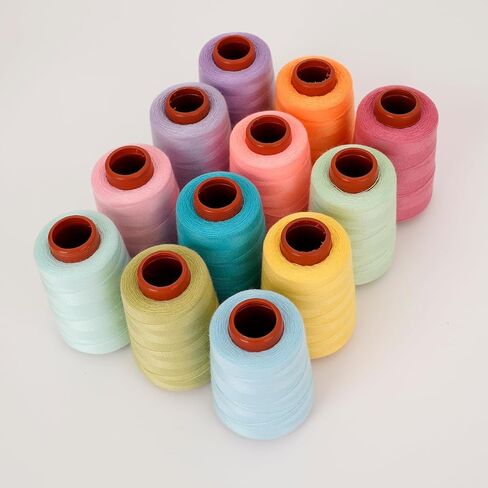 12PCS Sewing Thread Kit 30wt Spools,12 Colors,Assorted Colors Each 800 Yards of Polyester Threads for Sewing Hand and Machine,Stitching, Quilting, Serger (ZH-12PCSYMXBZ) in Kuwait