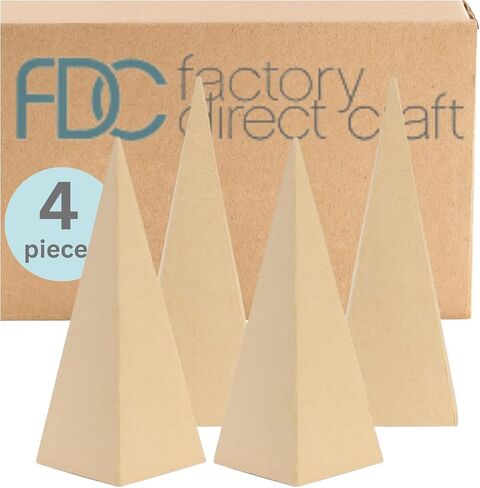 Pack of 4 Pyramid Square Shaped Paper Mache Cones - Pre-Made Papier Mache Cardboard Cones for DIY Crafting, Making Holiday Ribbon Trees and Decorations (4 Cones 14" High) in Saudi Arabia