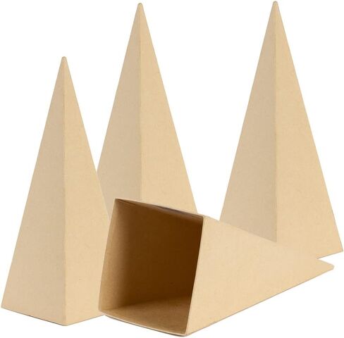 Pack of 4 Pyramid Square Shaped Paper Mache Cones - Pre-Made Papier Mache Cardboard Cones for DIY Crafting, Making Holiday Ribbon Trees and Decorations (4 Cones 14" High) in Saudi Arabia
