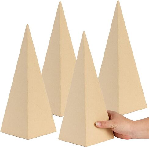 Pack of 4 Pyramid Square Shaped Paper Mache Cones - Pre-Made Papier Mache Cardboard Cones for DIY Crafting, Making Holiday Ribbon Trees and Decorations (4 Cones 14" High) in Saudi Arabia