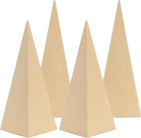 Pack of 4 Pyramid Square Shaped Paper Mache Cones - Pre-Made Papier Mache Cardboard Cones for DIY Crafting, Making Holiday Ribbon Trees and Decorations (4 Cones 14" High) in Saudi Arabia