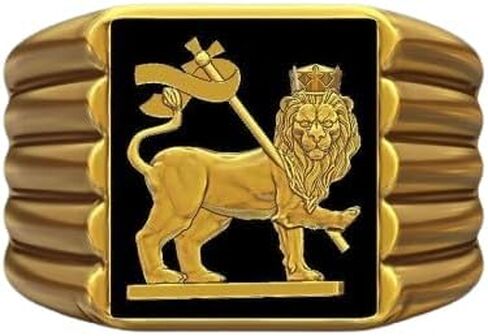 14K Gold Lion Judah Ring Ring Flag Flation Style Ethiopian Empire Flag Black Men's Signet Ring 925 Sterling Silver Handmade Made Might For Hom in Saudi Arabia