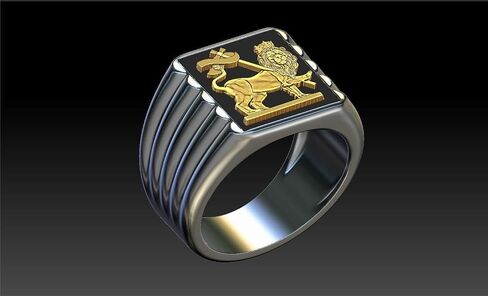 14K Gold Lion Judah Ring Ring Flag Flation Style Ethiopian Empire Flag Black Men's Signet Ring 925 Sterling Silver Handmade Made Might For Hom in Saudi Arabia