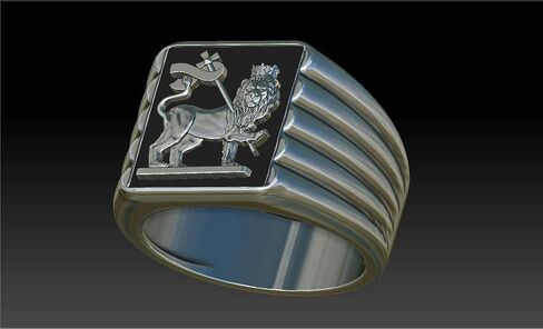 14K Gold Lion Judah Ring Ring Flag Flation Style Ethiopian Empire Flag Black Men's Signet Ring 925 Sterling Silver Handmade Made Might For Hom in Saudi Arabia