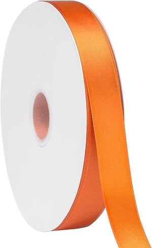 Double Faced Orange Torrid Satin Ribbon,1" x Continuous 100 Yards,Fabric Ribbon Use for Bows Bouquet,Christmas Gift Wrapping,Floral Arrangement (Orange Torrid, 1 inch) in Kuwait