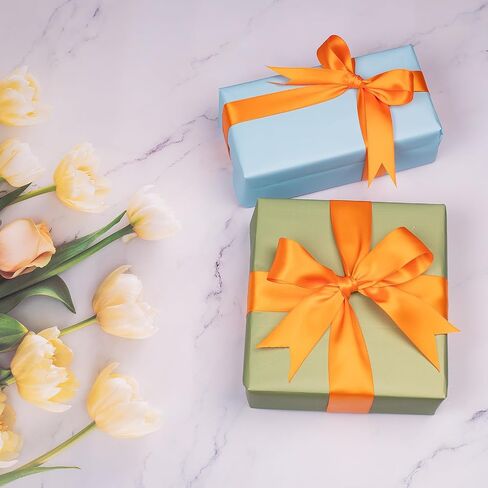Double Faced Orange Torrid Satin Ribbon,1" x Continuous 100 Yards,Fabric Ribbon Use for Bows Bouquet,Christmas Gift Wrapping,Floral Arrangement (Orange Torrid, 1 inch) in Kuwait