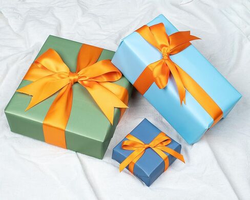 Double Faced Orange Torrid Satin Ribbon,1" x Continuous 100 Yards,Fabric Ribbon Use for Bows Bouquet,Christmas Gift Wrapping,Floral Arrangement (Orange Torrid, 1 inch) in Kuwait