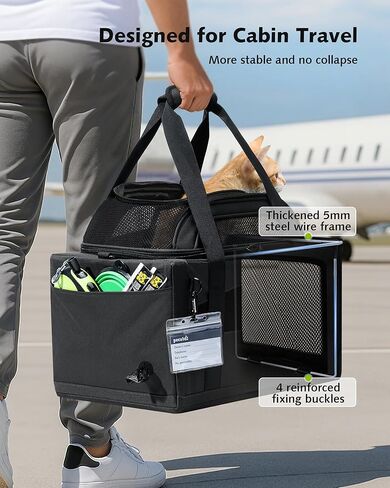 Pecute Top Side Expandable Pet Carrier Airline Approved Dog Cat Carrier, Breathable Soft-Sided with Locking Zippers, Pet Travel Bag for Small Dog Cat Leakproof Pee Pad (Olive Green) in Kuwait