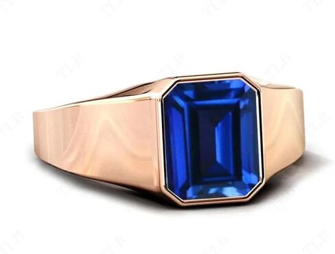 Bala Gems & Jewels Vintage 5 Carat Emerald Cut Gemstone Leaching Learger for Men - 925 Silver Gemstone Lings Handmade Ling - Art Deco Handmade District Ring Gift for Men (BL -SIG -3) in Saudi Arabia