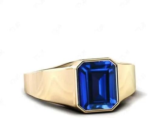 Bala Gems & Jewels Vintage 5 Carat Emerald Cut Gemstone Leaching Learger for Men - 925 Silver Gemstone Lings Handmade Ling - Art Deco Handmade District Ring Gift for Men (BL -SIG -3) in Saudi Arabia