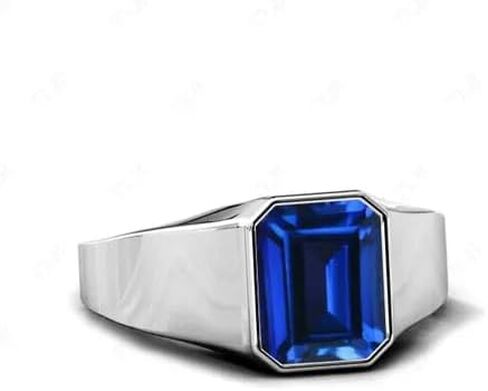 Bala Gems & Jewels Vintage 5 Carat Emerald Cut Gemstone Leaching Learger for Men - 925 Silver Gemstone Lings Handmade Ling - Art Deco Handmade District Ring Gift for Men (BL -SIG -3) in Saudi Arabia