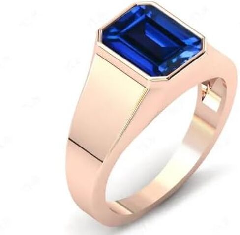 Bala Gems & Jewels Vintage 5 Carat Emerald Cut Gemstone Leaching Learger for Men - 925 Silver Gemstone Lings Handmade Ling - Art Deco Handmade District Ring Gift for Men (BL -SIG -3) in Saudi Arabia