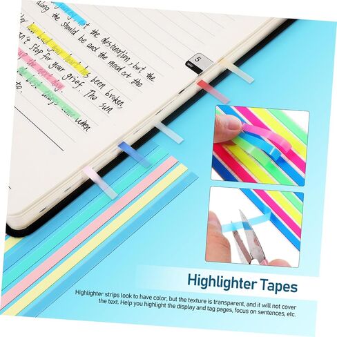 8packs Highlighter Strips Sticky Page Markers Tabs for Reading Fluorescent Reusable Book Tape for Annotating School Supplies in Saudi Arabia