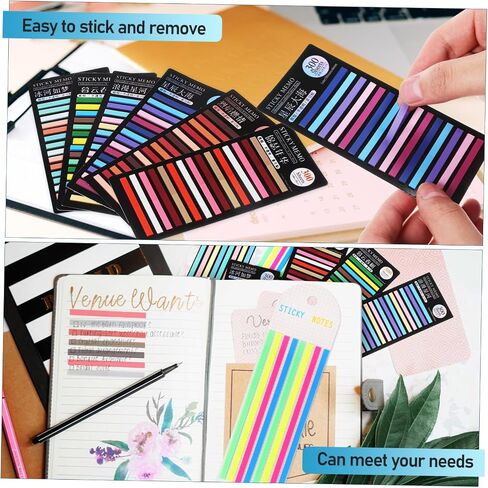 8packs Highlighter Strips Sticky Page Markers Tabs for Reading Fluorescent Reusable Book Tape for Annotating School Supplies in Saudi Arabia