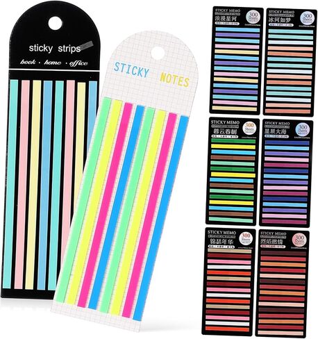 8packs Highlighter Strips Sticky Page Markers Tabs for Reading Fluorescent Reusable Book Tape for Annotating School Supplies in Saudi Arabia