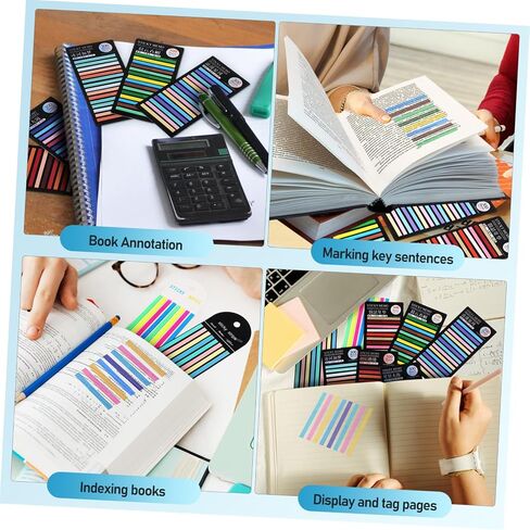 8packs Highlighter Strips Sticky Page Markers Tabs for Reading Fluorescent Reusable Book Tape for Annotating School Supplies in Saudi Arabia