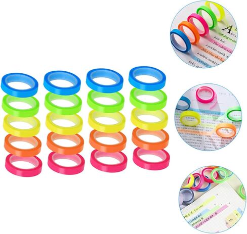 20 Rolls of Highlighter Tape Waterproof Page Markers for Notebooks Multi-Function Sticky Flags for Students and Office Use in Saudi Arabia