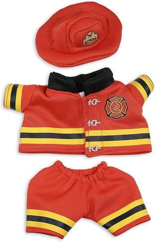 Dollibu Firefighter Dress مع ثقوب في خوذة مجموعة من Teddy Bear Plush Toy - قبعة رجال الإطفاء ومجموعة ملابس حيوانية محشوة ، مجموعة دب تيدي مع خوذة رجل الإطفاء وسترة وسروال - صغير. in Saudi Arabia