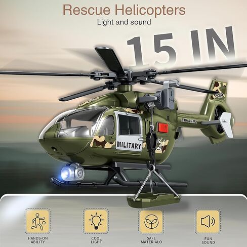 ألعاب الأطفال لـ 3 4 5 6 7 7 سنوات من الأولاد ، وألعاب طائرات الهليكوبتر 15 بوصة ، وألعاب رافعة طائرة هليكوبتر إنقاذ الحرائق مع الأضواء والأصوات ، مع صينية معلقة ، وهدايا صغيرة in Kuwait