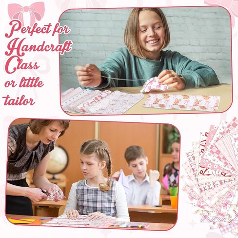 Tatuo 30 Pcs 10" x 10" Pink Bows Quilting Fabric Squares Coquette Pink Bow Fat Patchwork Precut Strips Plaid Dot Heart Coquette Fabric Bundles for Holidays DIY Craft Sewing Handmade Material Gifts in Saudi Arabia