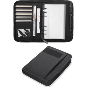 Geedud Padfolio Ring Binder مع 80 ورقة 160 صفحة من ورق الورق فضفاضة ، غلاف دفتر الملاحظات المقاوم للعوامل الجوية ، دفتر ملاحظات تكتيكي مع سحاب للمجلدات ، البطاقات القابلة لإعادة الملء 6 حلقات (أسود ، A5،7.3 "× 10.1") in Kuwait