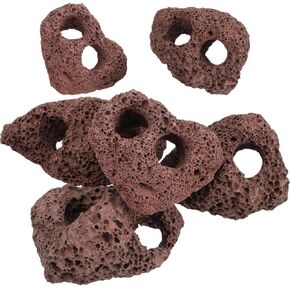 Housoutil Lava Rock Aquarium ، 6pcs Aquarium Stone Plant Plant Rixer الحلي ، زخرفة صخور الأسماك ذات الفتحة المزدوجة للهوكابينج ، خزان الأسماك ، Terrarium وتصميم المناظر الطبيعية in Kuwait