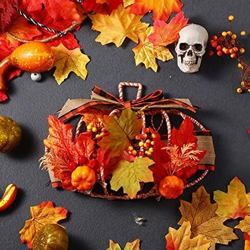 Hotop 5 Pcs 15 x 11 Inches Autumn Pumpkin Shaped Metal Wreath Form Thanksgiving Wire Floral Frame Halloween 3D Pumpkin Wreath Indoor Outdoor Garden Porch Kitchen DIY Craft Decorations in Kuwait