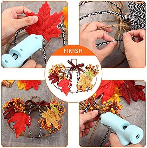 Hotop 5 Pcs 15 x 11 Inches Autumn Pumpkin Shaped Metal Wreath Form Thanksgiving Wire Floral Frame Halloween 3D Pumpkin Wreath Indoor Outdoor Garden Porch Kitchen DIY Craft Decorations in Kuwait
