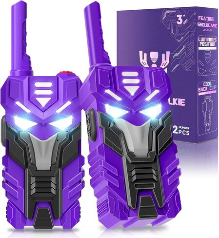Purple Doomlord Walkie Talkies for Kids 2 Pack Transform Robot - مجموعة 2500 قدم ، إضاءة عيون باردة ، هدايا أعياد الميلاد للأطفال الذين تتراوح أعمارهم بين 3 و 12 عامًا ، ألعاب التخييم في الهواء الطلق للأطفال الصغار والفتيان in Saudi Arabia