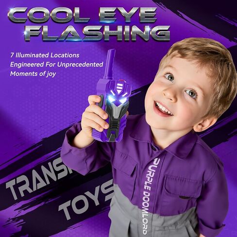 Purple Doomlord Walkie Talkies for Kids 2 Pack Transform Robot - مجموعة 2500 قدم ، إضاءة عيون باردة ، هدايا أعياد الميلاد للأطفال الذين تتراوح أعمارهم بين 3 و 12 عامًا ، ألعاب التخييم في الهواء الطلق للأطفال الصغار والفتيان in Saudi Arabia