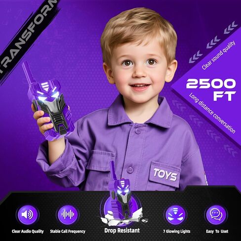 Purple Doomlord Walkie Talkies for Kids 2 Pack Transform Robot - مجموعة 2500 قدم ، إضاءة عيون باردة ، هدايا أعياد الميلاد للأطفال الذين تتراوح أعمارهم بين 3 و 12 عامًا ، ألعاب التخييم في الهواء الطلق للأطفال الصغار والفتيان in Saudi Arabia