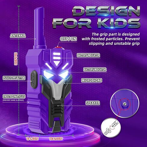 Purple Doomlord Walkie Talkies for Kids 2 Pack Transform Robot - مجموعة 2500 قدم ، إضاءة عيون باردة ، هدايا أعياد الميلاد للأطفال الذين تتراوح أعمارهم بين 3 و 12 عامًا ، ألعاب التخييم في الهواء الطلق للأطفال الصغار والفتيان in Saudi Arabia