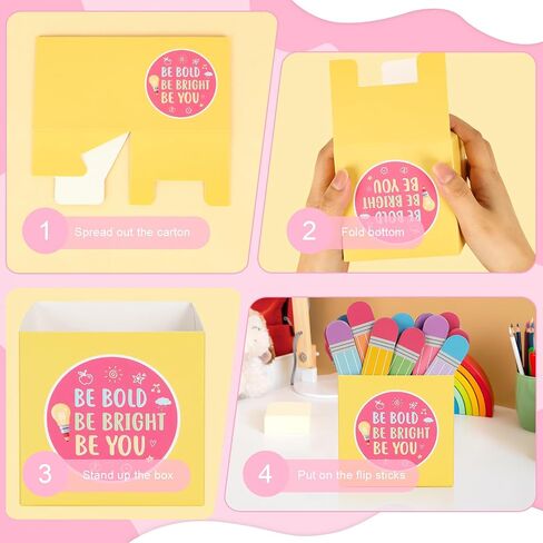 Pencil Flip Name Sticks with Strage Carton for Classroom Managment Fun Equity Talking Sticks for Grouping Learning Activies Student Name tags Back to School Supplies in Saudi Arabia