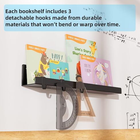 2-Pack Magnetic Book Shelf for Whiteboard - 17 Inch Reusable Metal Magnetic Shelves, Holds 14.33 lbs, Magnetic Book Display for Classrooms, Kitchen(New White) in Saudi Arabia