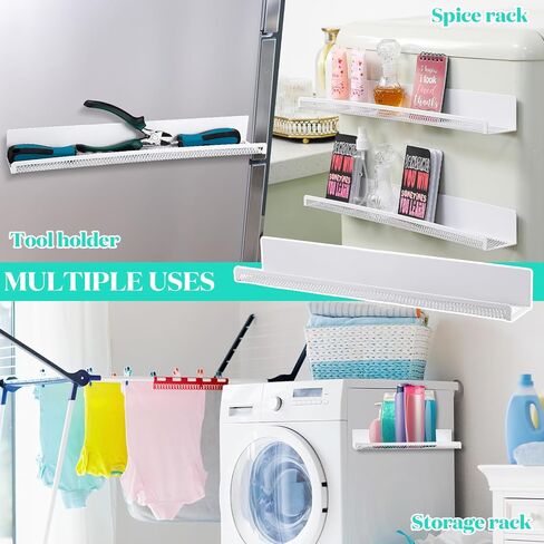 Fulmoon 2 Pcs Magnetic Book Shelf for Whiteboard Classroom 24 Inches Metal Floating Book Display Shelf Holder Magnetic Bookshelf Magnet Refrigerator Organizer for Room Teacher (White) in Saudi Arabia