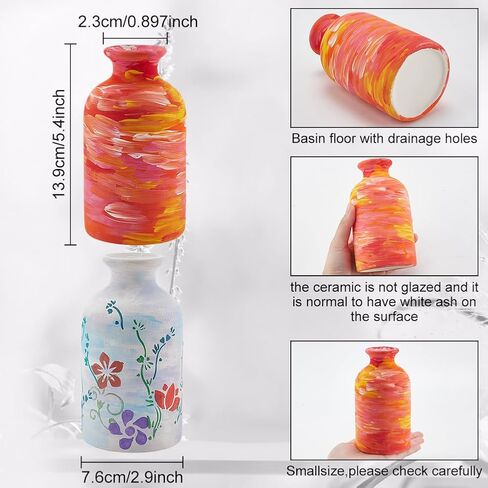 WEBEEDY 2 Sets Ceramic Vase Paint Kit Paint Your Own Porcelain Vases Ceramic Vase to Paint Unpainted White Ceramic Vase for Adults Beginners DIY Paint Craft Kit for Fun Home Acticity in Saudi Arabia