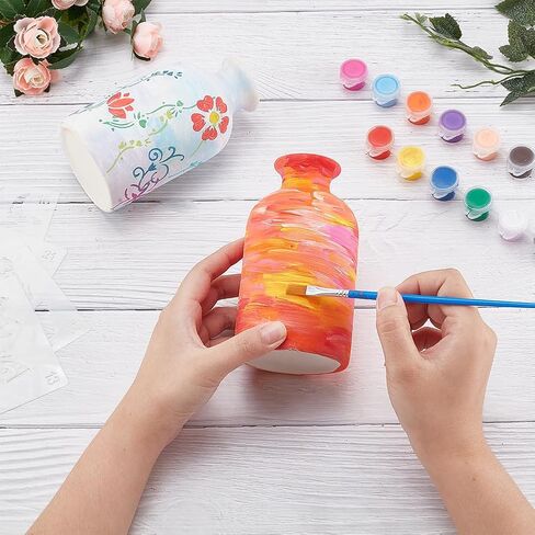 WEBEEDY 2 Sets Ceramic Vase Paint Kit Paint Your Own Porcelain Vases Ceramic Vase to Paint Unpainted White Ceramic Vase for Adults Beginners DIY Paint Craft Kit for Fun Home Acticity in Saudi Arabia