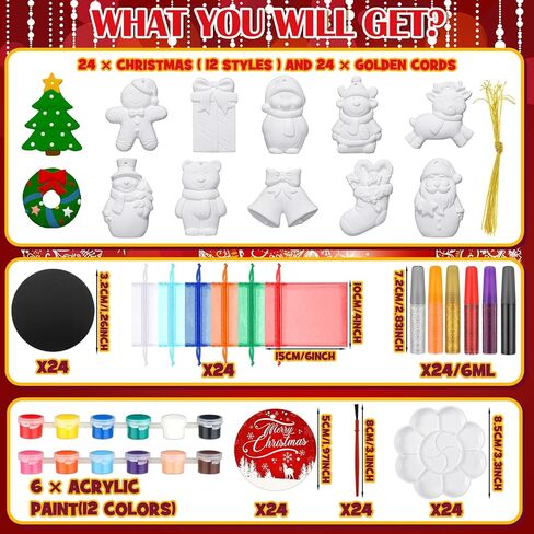 شوهد 24 مجموعة من السيراميك هالوين لطلاء عيد الهالوين ترسم التماثيل الخاصة بك التماثيل الجص مع لوحة فرش المغناطيس معلقة علامات اليقطين organza مجموعة الأكياس لصالح الحفلات in Kuwait