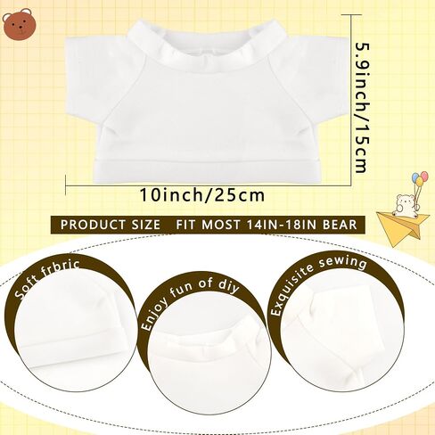 30 Pcs White Teddy Bear Clothes Blank Stuffed Animal Shirt Hoodie Sublimation Bear Clothing for 14-18 Inch Stuffed Bears Dolls DIY (Color Style 1) in Saudi Arabia