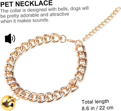 GALPADA Luxury Gold Pet Collar Necklace with Bell Lightweight and Comfortable Decoration Accessory for Small to Medium Dogs and Cats Portable Chic in Saudi Arabia