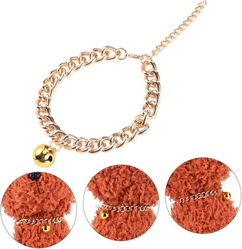 GALPADA Luxury Gold Pet Collar Necklace with Bell Lightweight and Comfortable Decoration Accessory for Small to Medium Dogs and Cats Portable Chic in Saudi Arabia