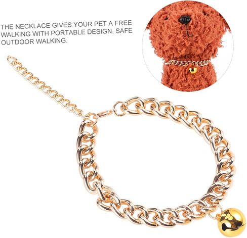 GALPADA Luxury Gold Pet Collar Necklace with Bell Lightweight and Comfortable Decoration Accessory for Small to Medium Dogs and Cats Portable Chic in Saudi Arabia