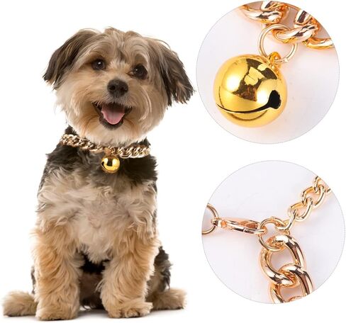 GALPADA Luxury Gold Pet Collar Necklace with Bell Lightweight and Comfortable Decoration Accessory for Small to Medium Dogs and Cats Portable Chic in Saudi Arabia