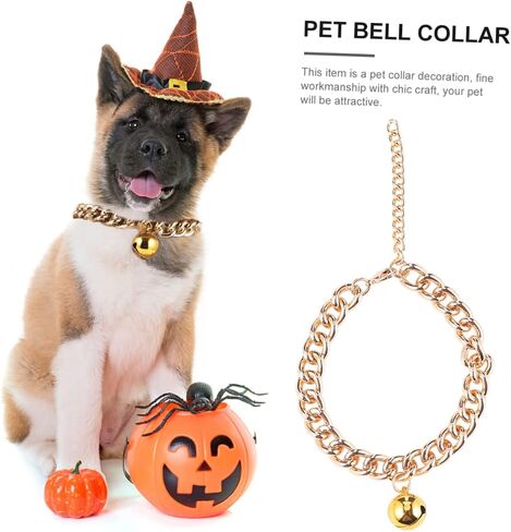 GALPADA Luxury Gold Pet Collar Necklace with Bell Lightweight and Comfortable Decoration Accessory for Small to Medium Dogs and Cats Portable Chic in Saudi Arabia