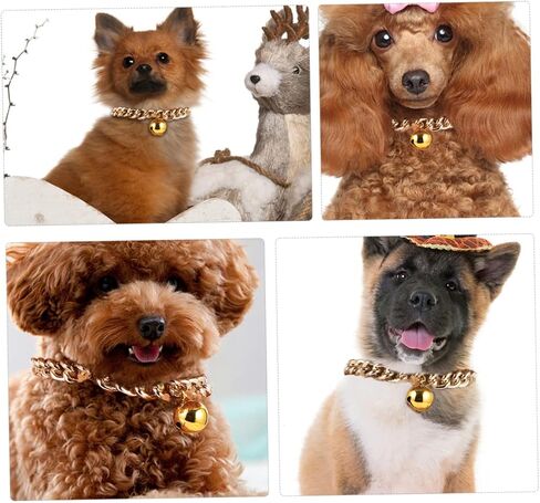 GALPADA Luxury Gold Pet Collar Necklace with Bell Lightweight and Comfortable Decoration Accessory for Small to Medium Dogs and Cats Portable Chic in Saudi Arabia