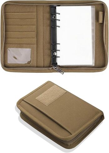 GEEDUD Padfolio Ring Binder with 80 Sheets 160 Pages of Loose-Leaf Paper, Weatherproof Notebook Cover, Tactical Notebook with Zippered for Folders, Cards Refillable 6-Ring Notepad(Black,A5,7.3"x10.1") in Kuwait